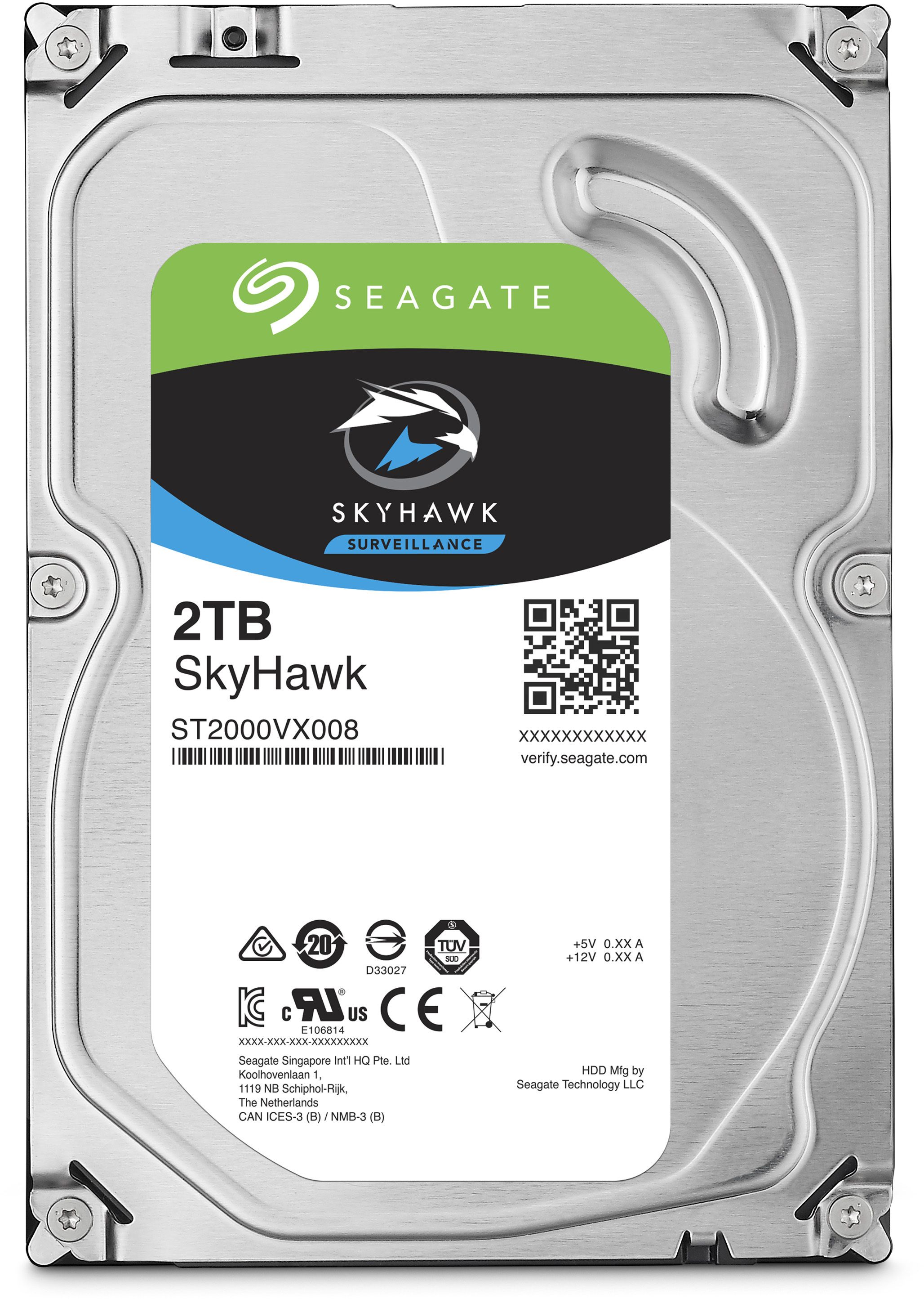 SEAGATE Surveillance Skyhawk 7200 2TB HDD 5900rpm SATA serial ATA 6Gb/s 64MB cache 3.5p 24x7 long-term usage BLK